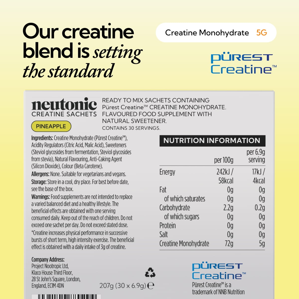 Ingredients graphic for Creatine Sachets - Pineapple.