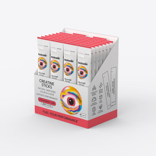 Box of Performance & Focus Bundle nootropics with individual white and red creative sticks. - Neutonic - Performance & Focus Bundle