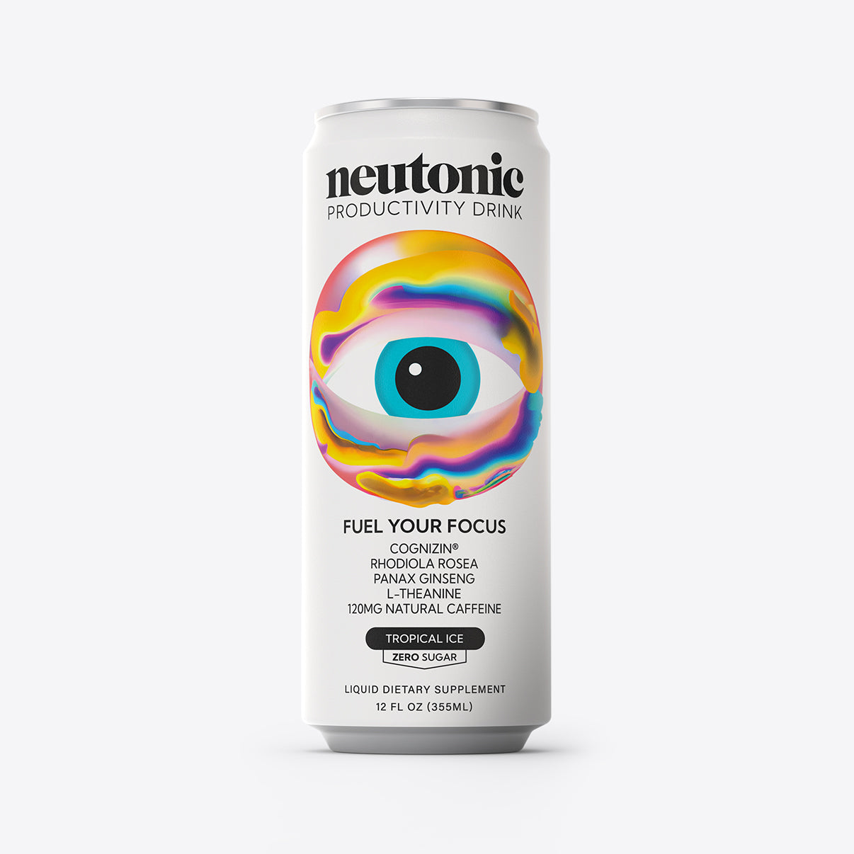 White can with colorful eye graphic labeled Neutonic productivity drink nootropics fuel focus tropical caffeine. - Neutonic - Ultimate Body + Brain Bundle