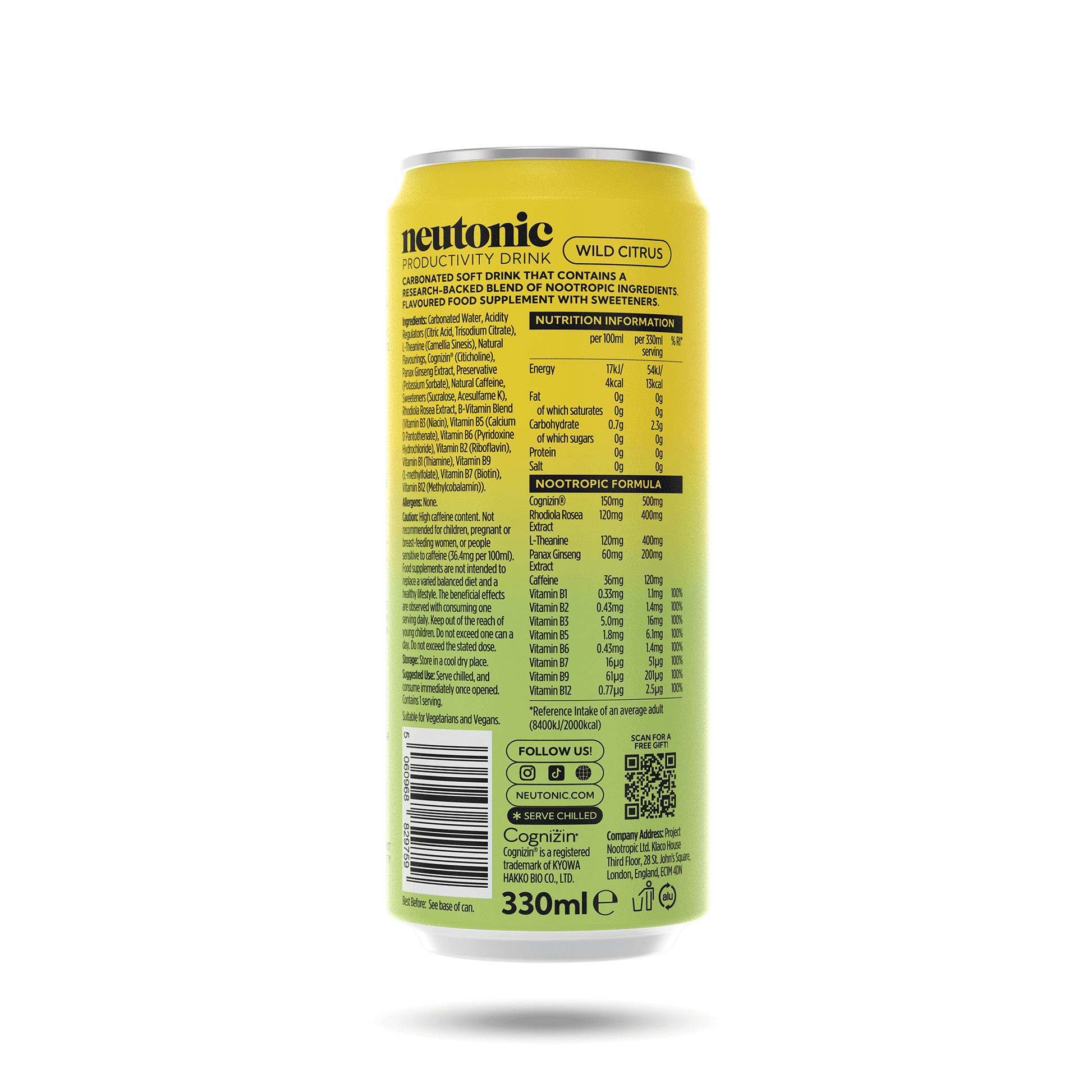 Neutonic Productivity Drink - Wild Citrus can