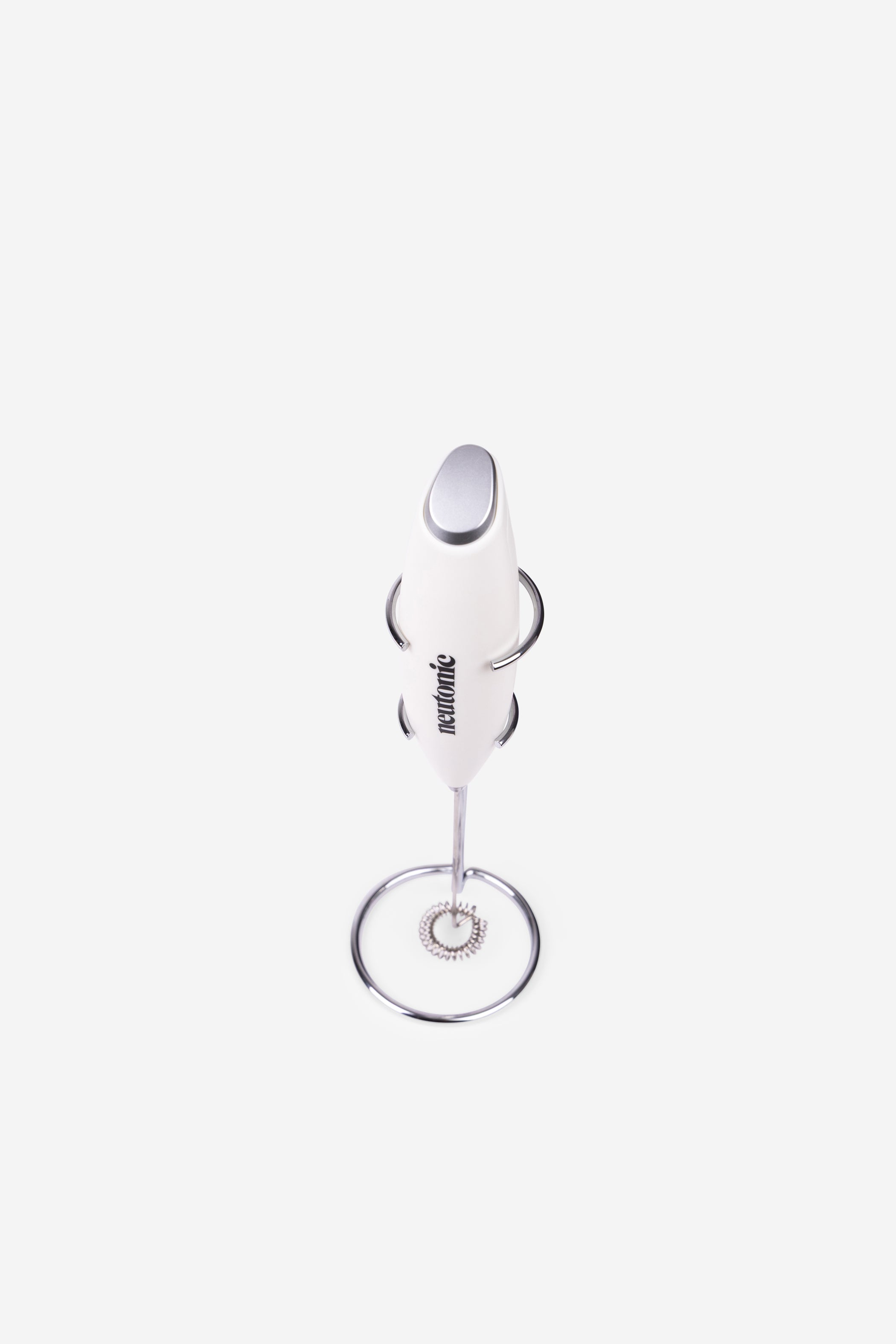 White handheld whisk with ergonomic handle and stainless steel wires for mixing nootropics. - Neutonic - Handheld Whisk